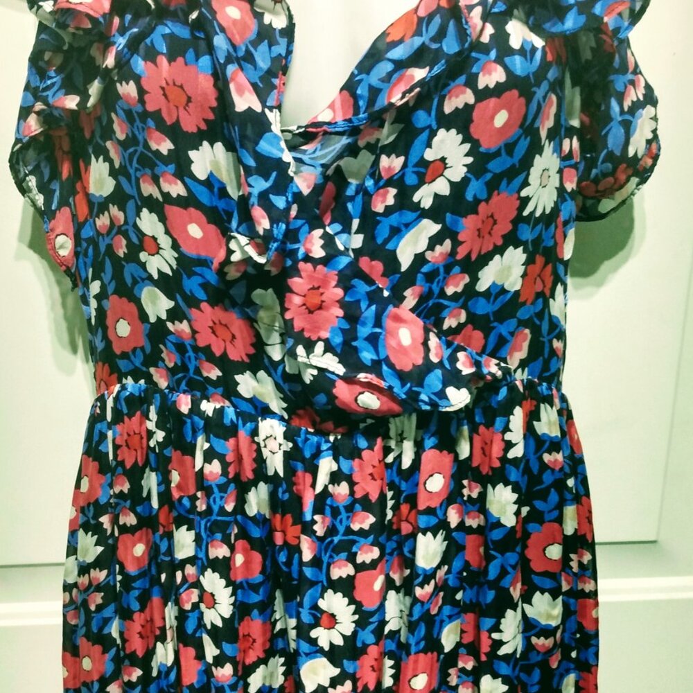 KATE SPADE NEW YORK MIDI DRESS NAVY RED WHITE V NECK SLEEVELESS SIZE 6 - Picture 11 of 13